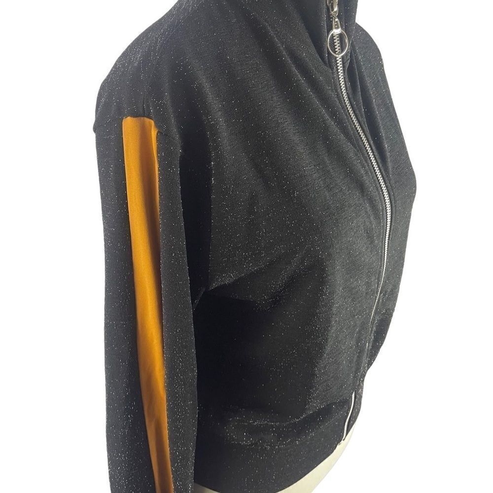 Wild Fable Y2K style track zip up sparkly jacket mustard yellow stripes s sz XS‎ - Picture 6 of 11